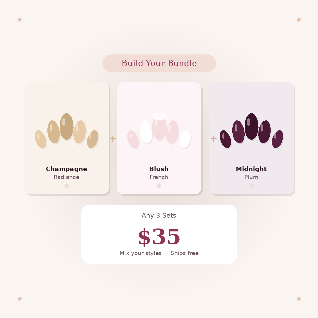 Pick any 3 VitaNails press-on nail sets for $35