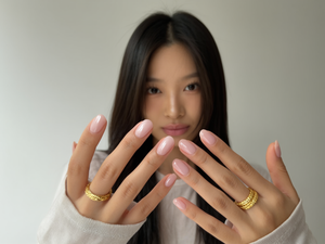 Natural milky short press-on nails