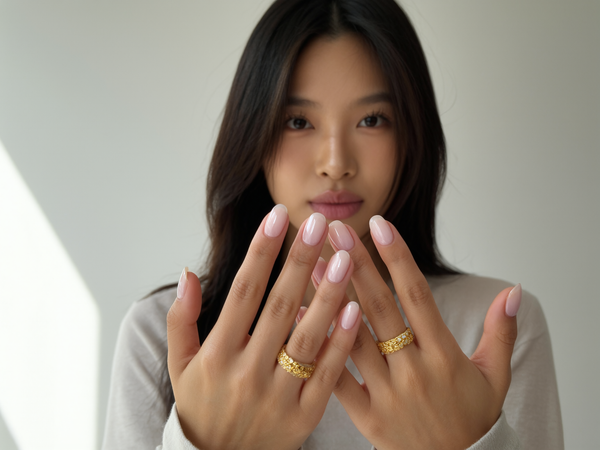 Natural milky short press-on nails