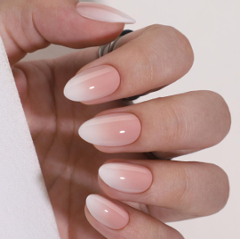 Soft ombre almond press-on nails