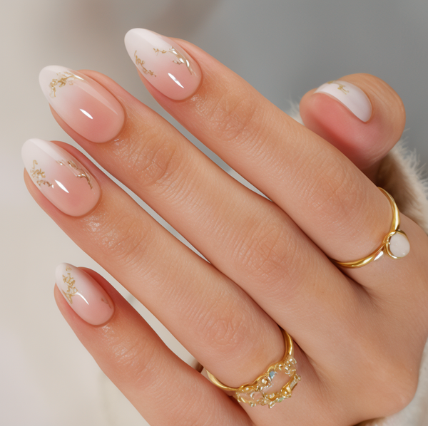 Ombre gold-foil press-on nails