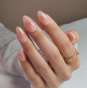 Minimalist silver swirl press-on nails