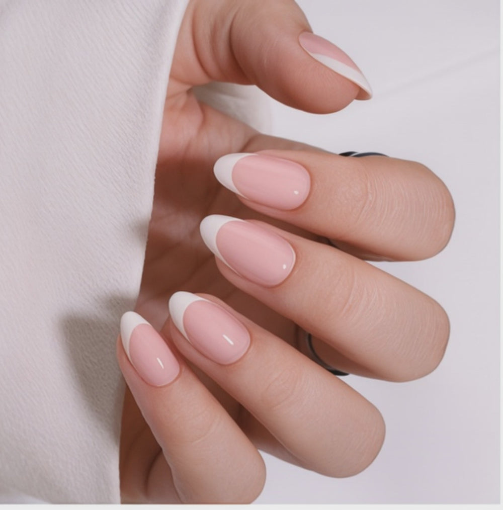 Classic almond French press-on nails