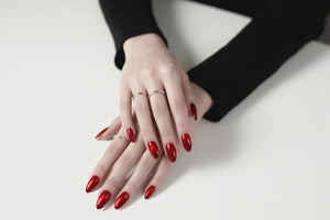 Cat eye metallic red press-on nails