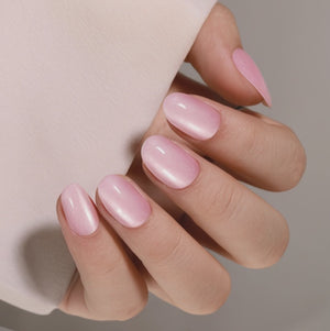Pastel pink shimmer press-on nails