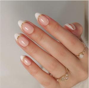 Gold-accent classic French press-on nails