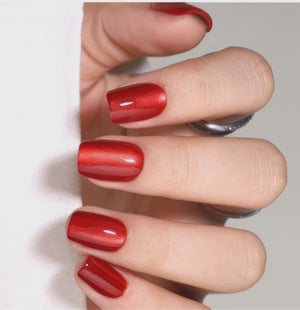 Square metallic red press-on nails