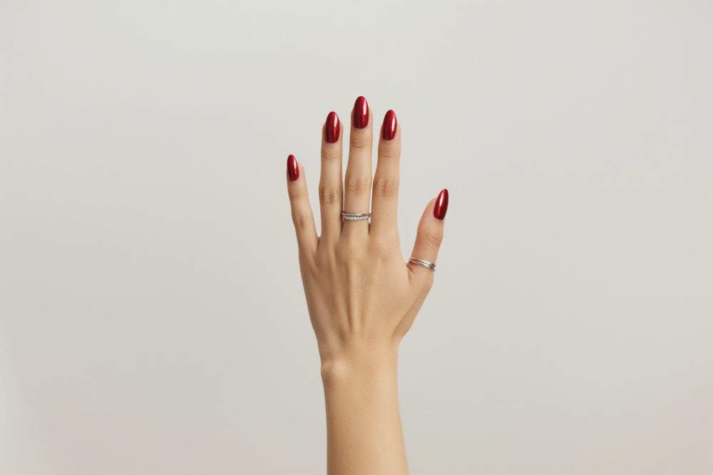 Cat eye metallic red press-on nails