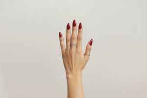 Cat eye metallic red press-on nails