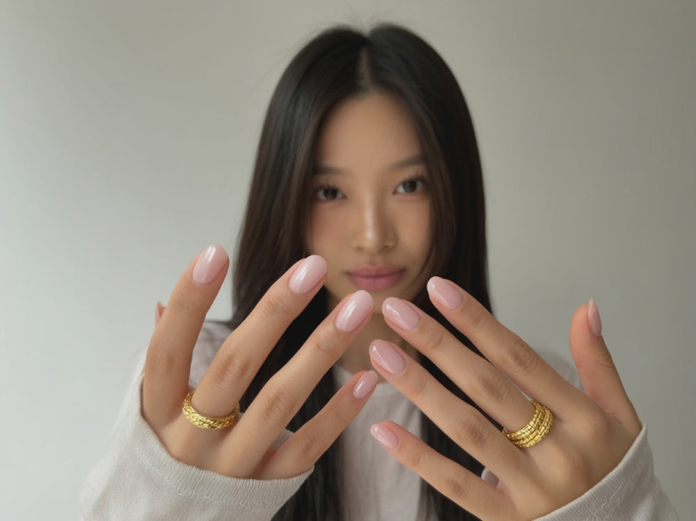 Natural milky short press-on nails