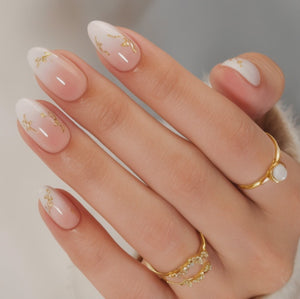 Ombre gold-foil press-on nails